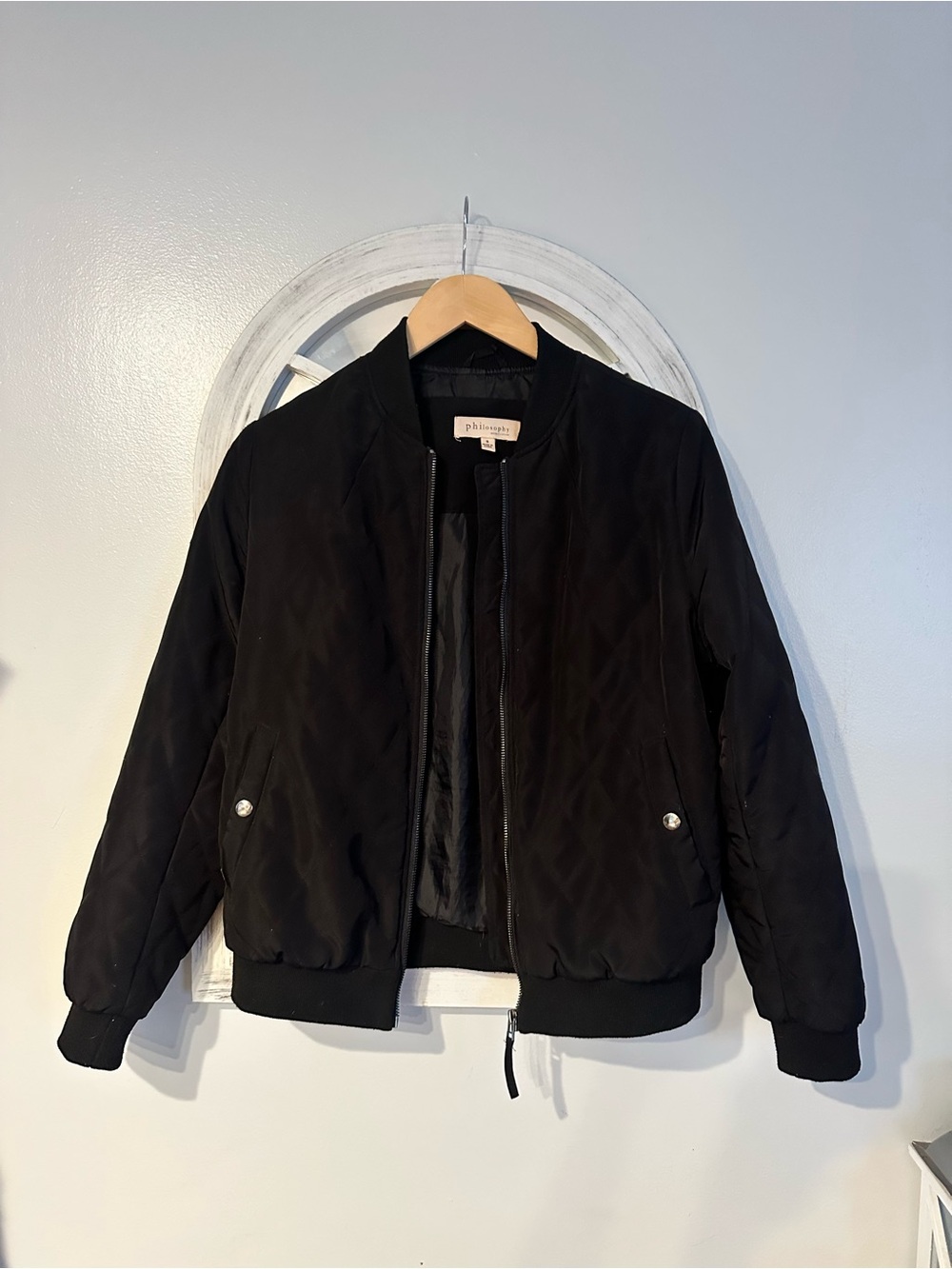 🍁Philosophy Black Quilted Bomber Jacket